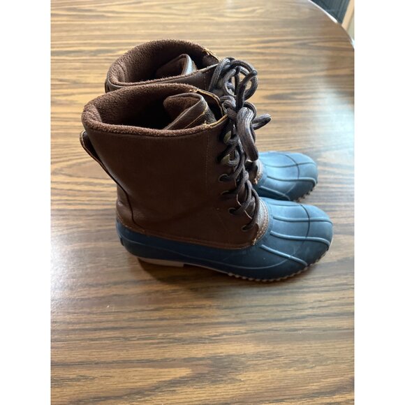 London Fog Wonder 3 lace up brown blue rain boots size 6 - Picture 2 of 7